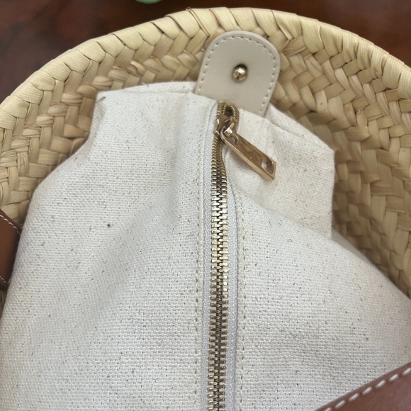 Poolside Tan and Brown Woven Tote Bag - Picture 7 of 9